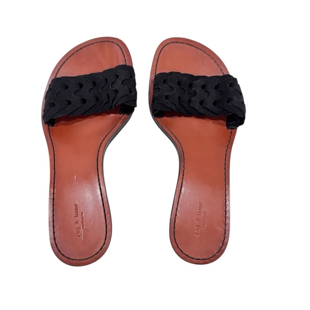 Rag & Bone New York Melrose Leather Kitten Heel Brown Black Braided Size 37/US 7 - Picture 4 of 11